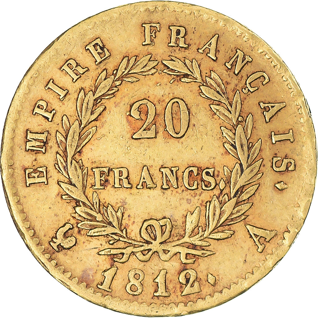 Moneta, Francia, Napoleon I, 20 Francs, 1812, Paris, BB+, Oro, KM:695.1