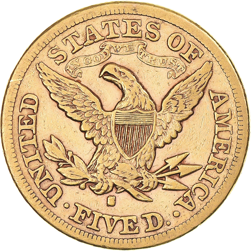 Coin, United States, Coronet Head, $5, Half Eagle, 1880, San Francisco