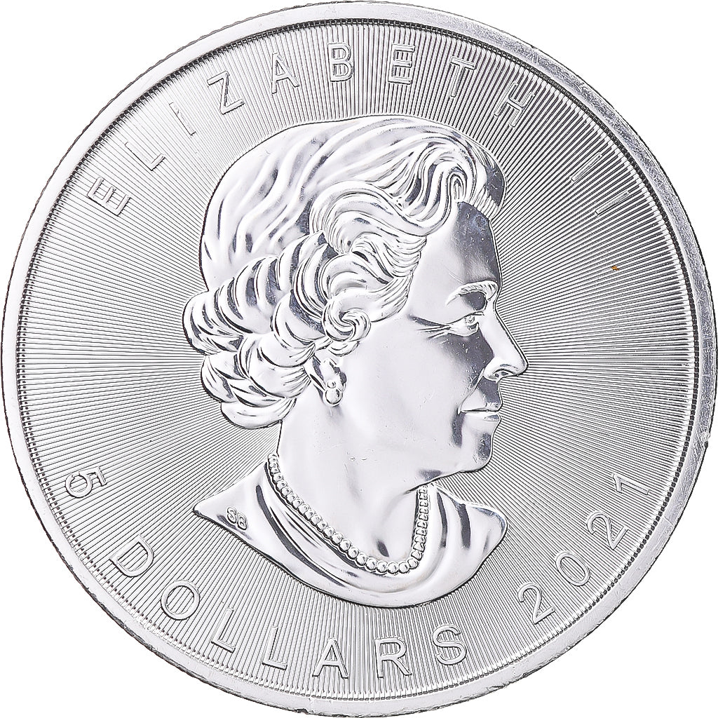 Coin, Canada, Elizabeth II, Mapple Leaf, 1 Oz, 5 Dollars, 2021, Royal Canadian