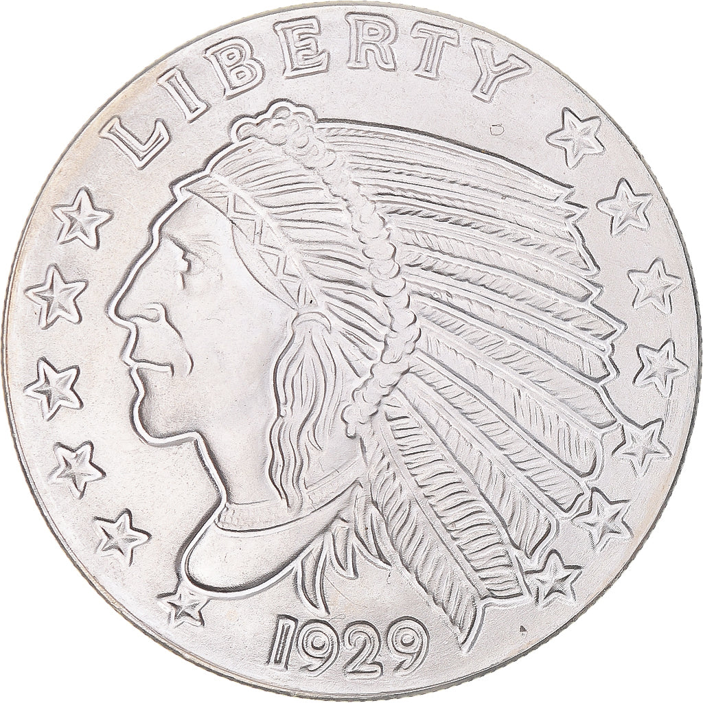 Coin, United States, Indian Head, 1 Oz, 1 Troy Ounce, MS(65-70), Silver