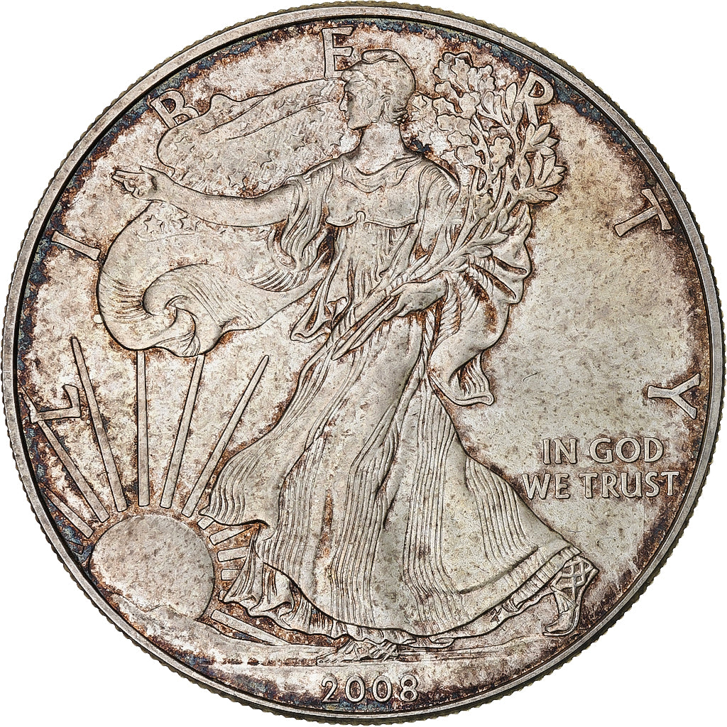 Coin, United States, Silver Eagle, 1 Oz, Dollar, 2008, Philadelphia, AU(55-58)
