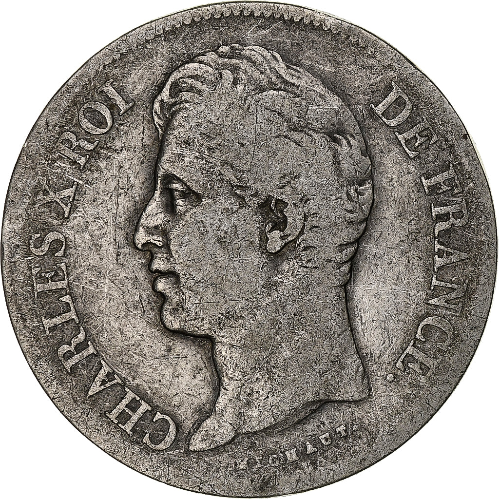 Coin, France, Charles X, 5 Francs, 1827, Lille, F(12-15), Silver, KM:728.13