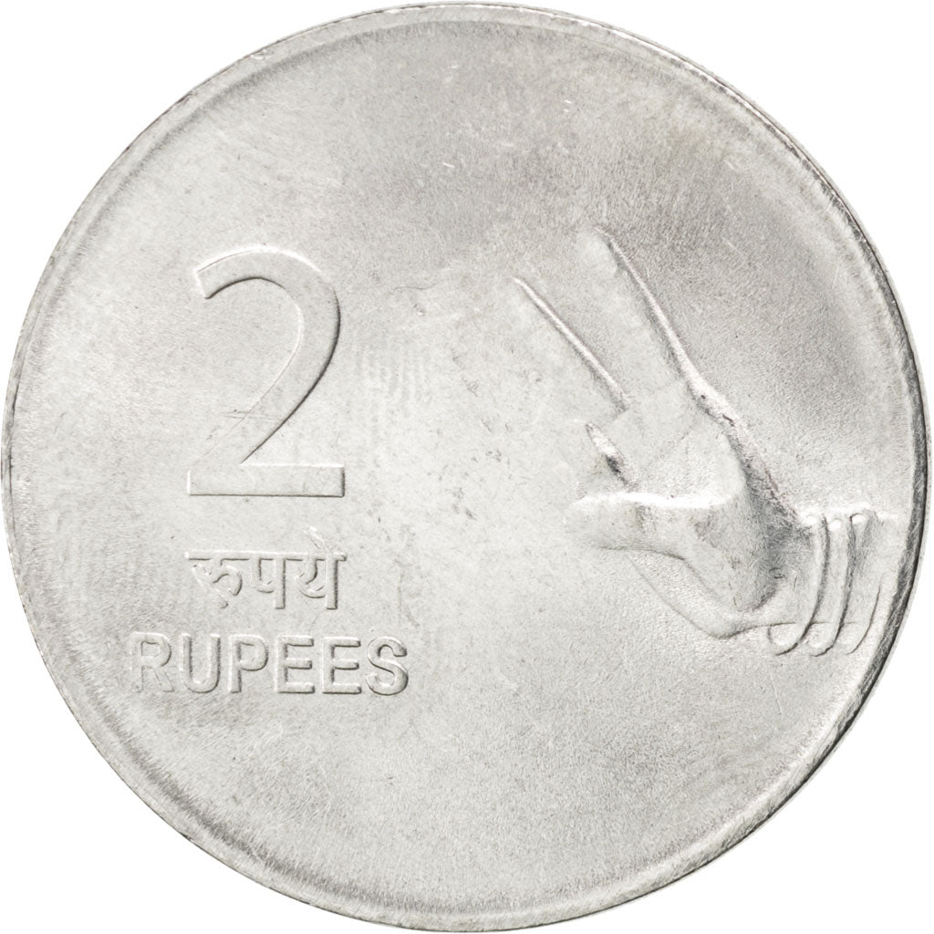 Coin, INDIA-REPUBLIC, 2 Rupees, 2009, MS(63), Stainless Steel, KM:327