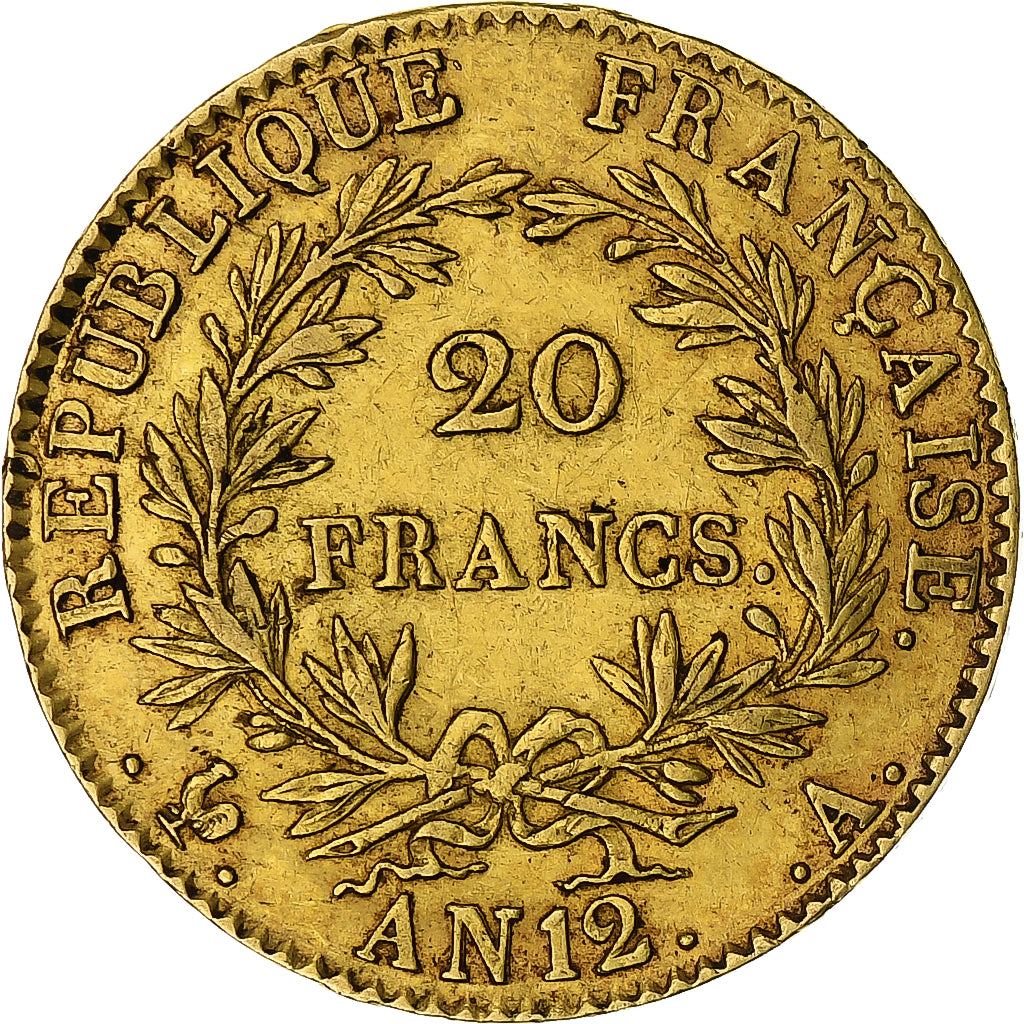 Moneta, Francia, Napoleon I, 20 Francs, An 12, Paris, BB, Oro, KM:651