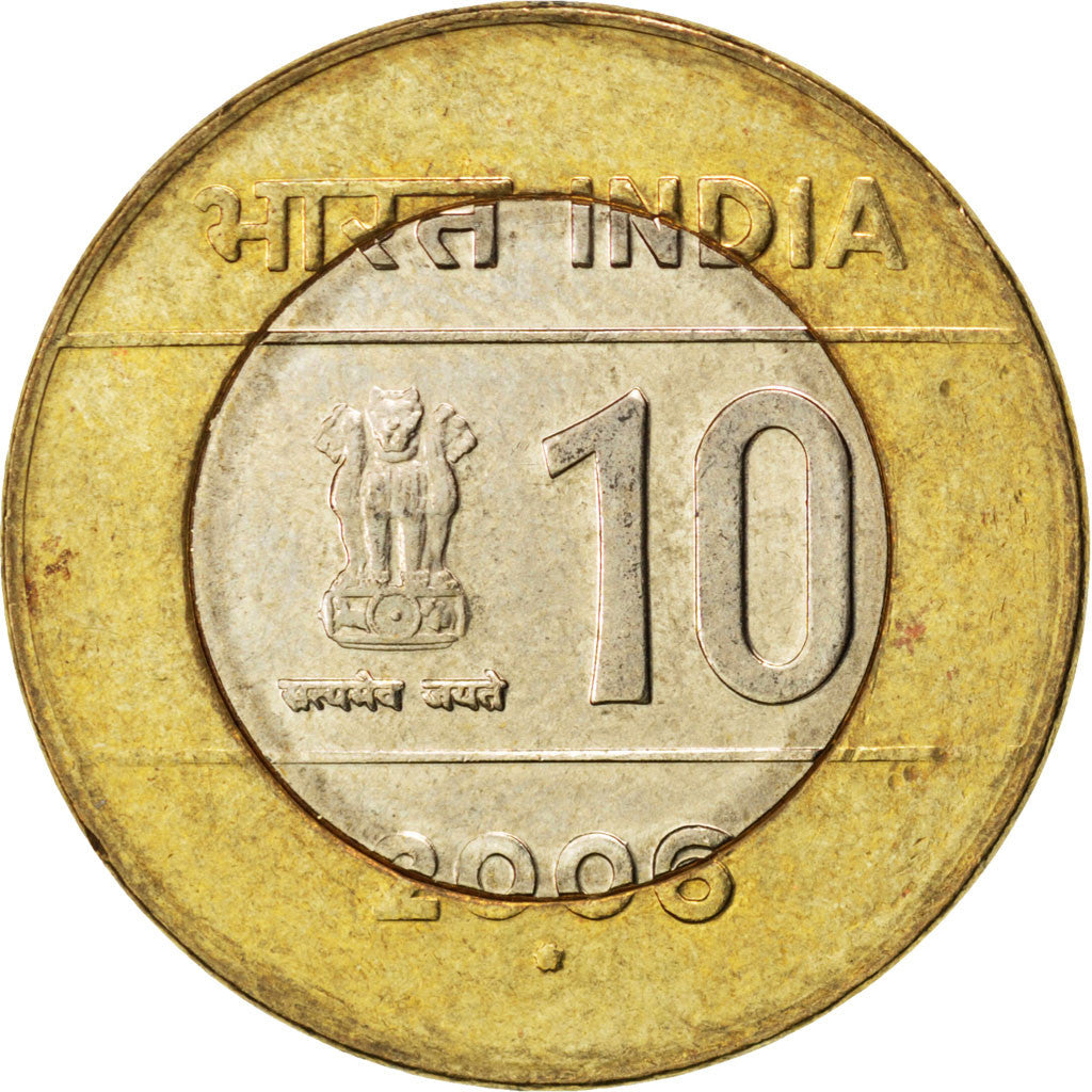 Coin, INDIA-REPUBLIC, 10 Rupees, 2006, AU(55-58), Bi-Metallic, KM:353