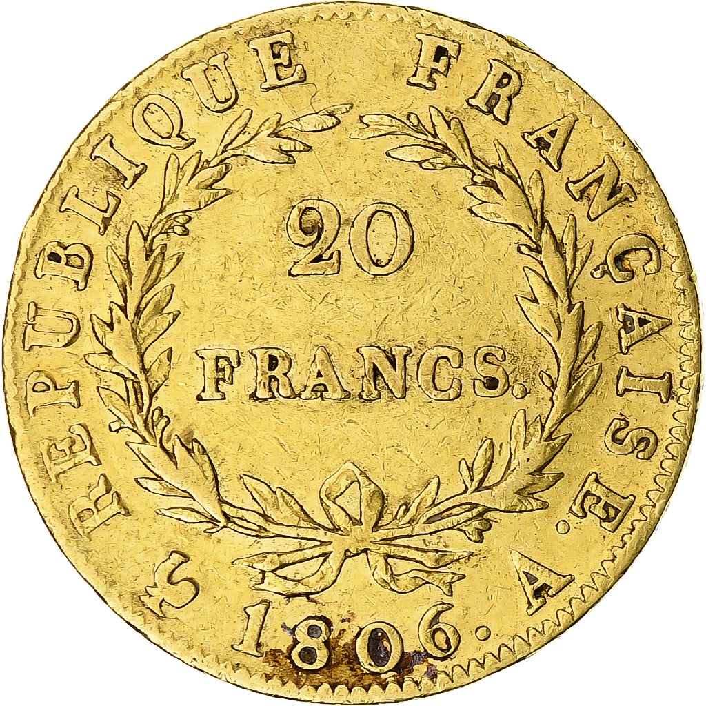 Munten, Frankrijk, Napoleon I, 20 Francs, 1806, Paris, FR+, Goud, KM:674.1