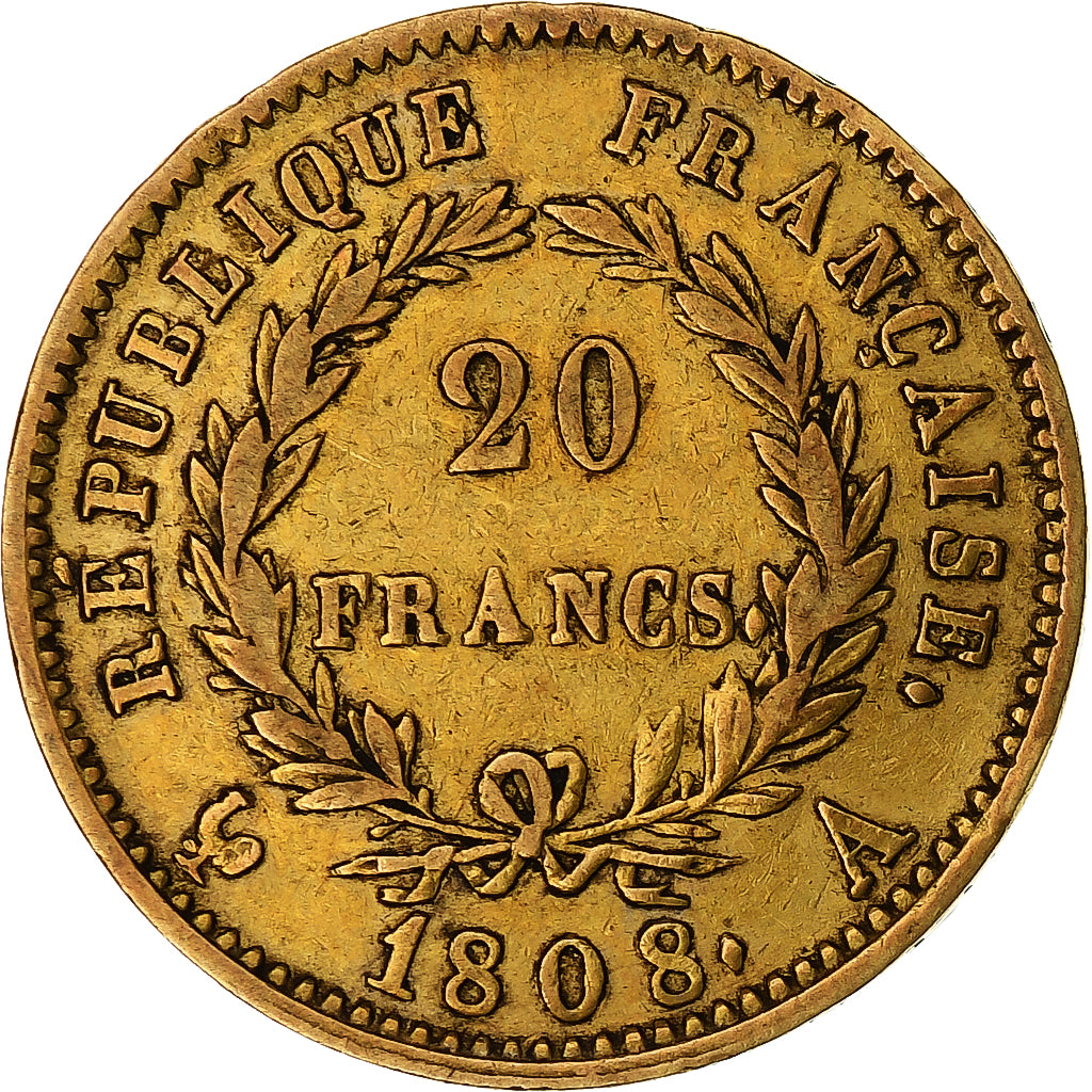 Coin, France, Napoleon I, 20 Francs, 1808, Paris, EF(40-45), Gold, KM:687.1