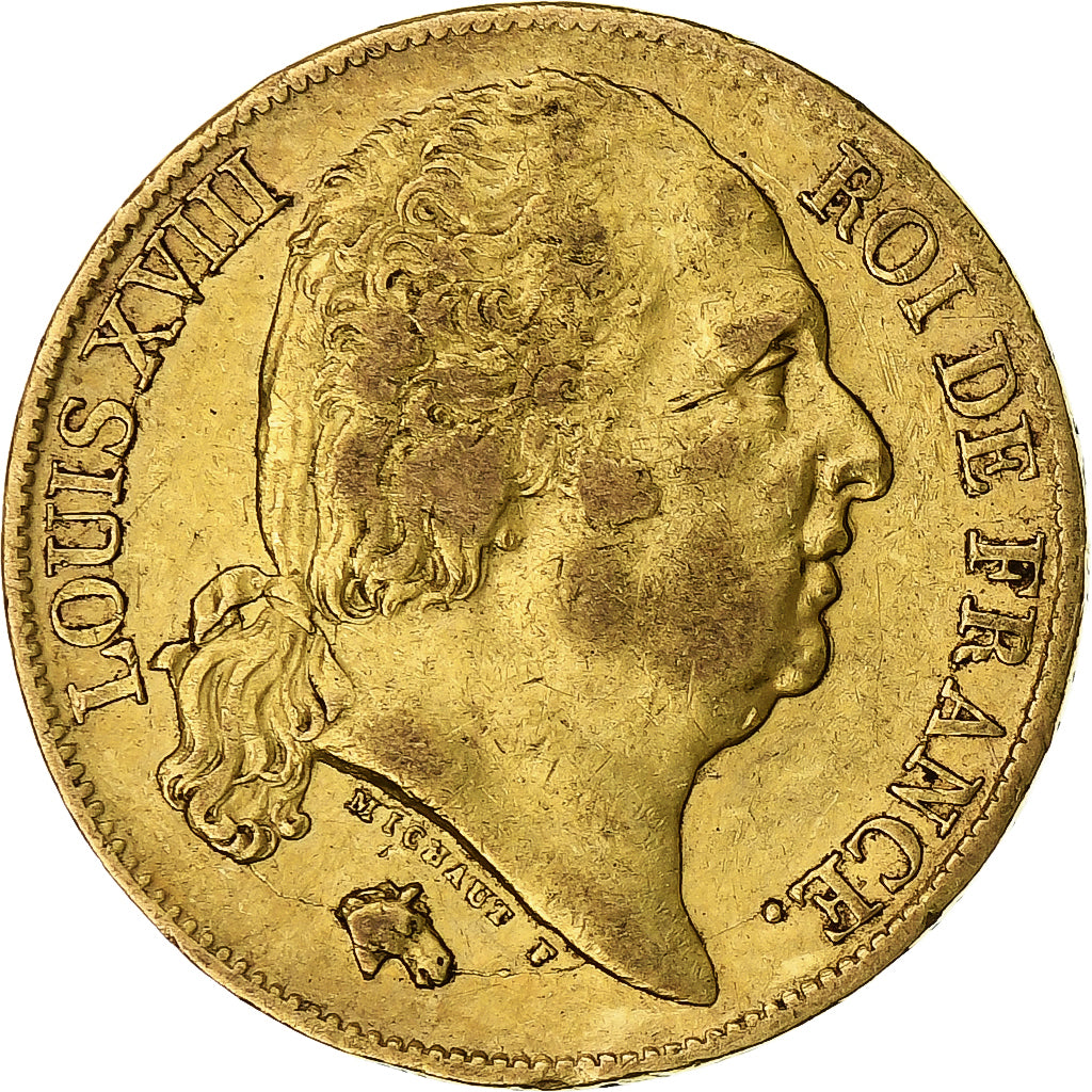 Moneda, Francia, Louis XVIII, 20 Francs, 1817, Paris, MBC, Oro, KM:712.1