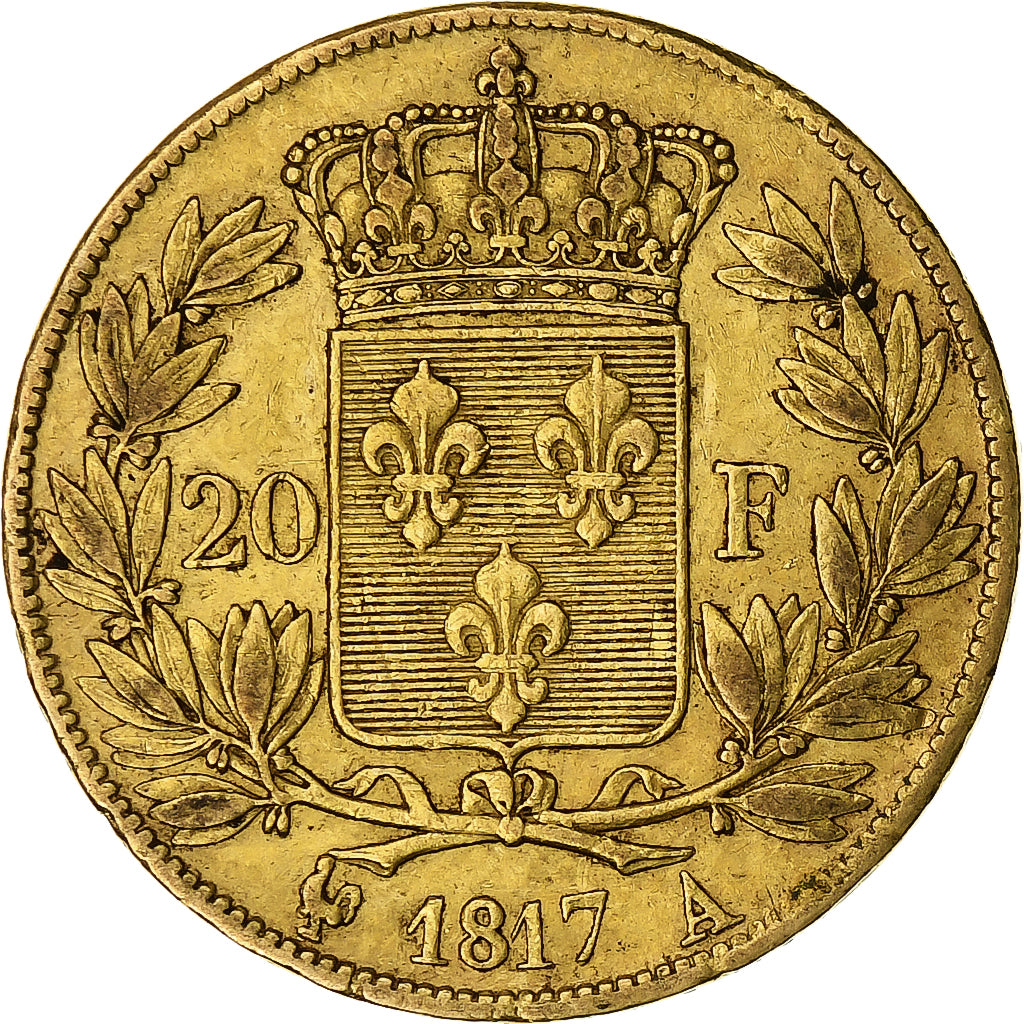 Moneda, Francia, Louis XVIII, 20 Francs, 1817, Paris, MBC, Oro, KM:712.1