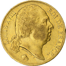 Coin, France, Louis XVIII, 20 Francs, 1819, Paris, AU(50-53), Gold, KM:712.1