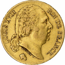 Moneta, Francia, Louis XVIII, 20 Francs, 1824, Paris, BB, Oro, KM:712.1