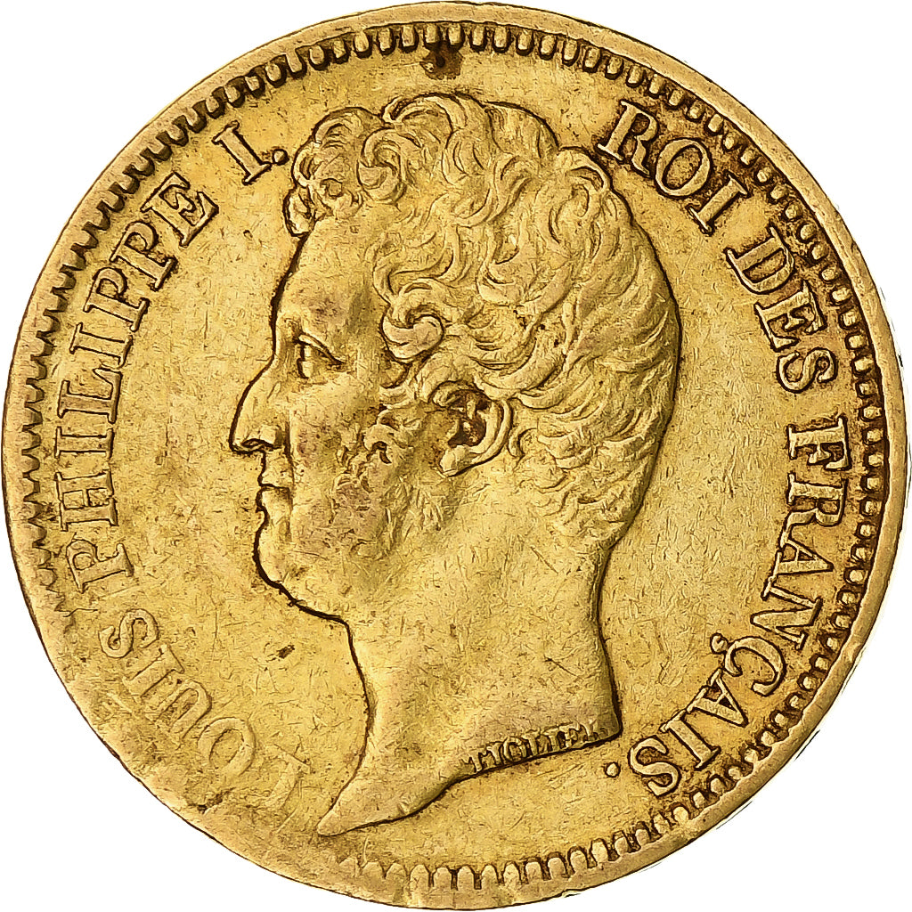 Moneda, Francia, Louis-Philippe, 20 Francs, 1831, Paris, Tranche en creux, MBC