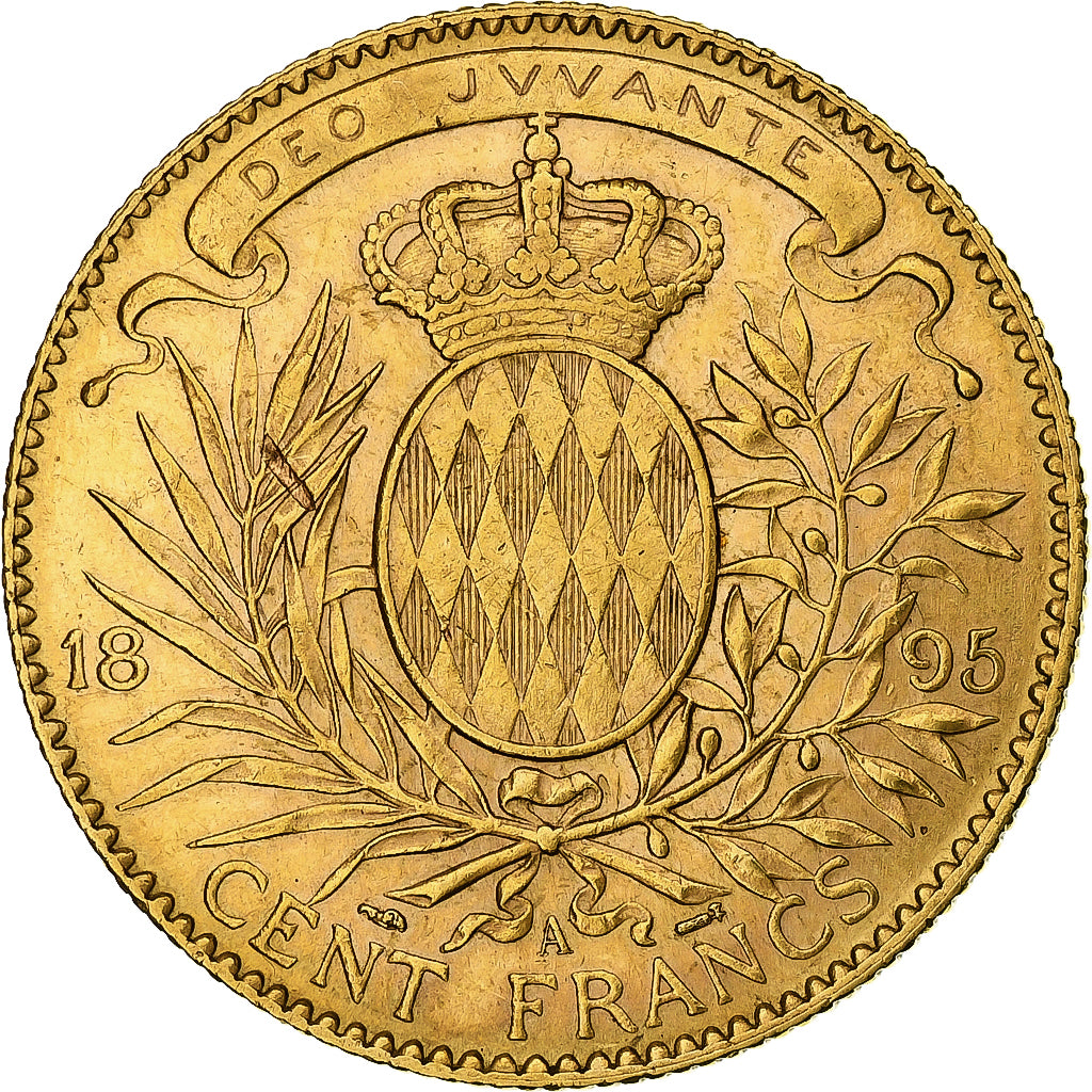 Coin, Monaco, Albert I, 100 Francs, Cent, 1895, Paris, AU(50-53), Gold, KM:105