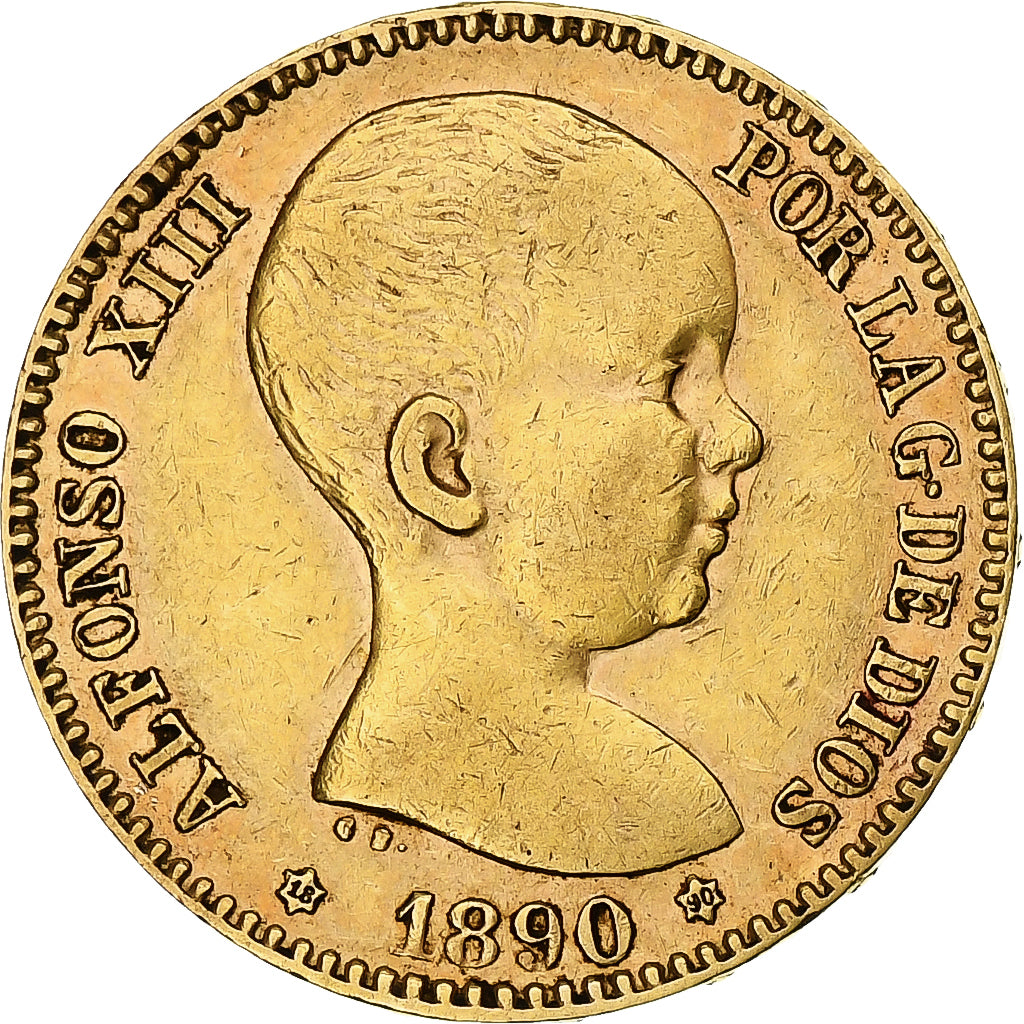 Monnaie, Espagne, Alfonso XIII, 20 Pesetas, 1890, Madrid, TTB+, Or, KM:693