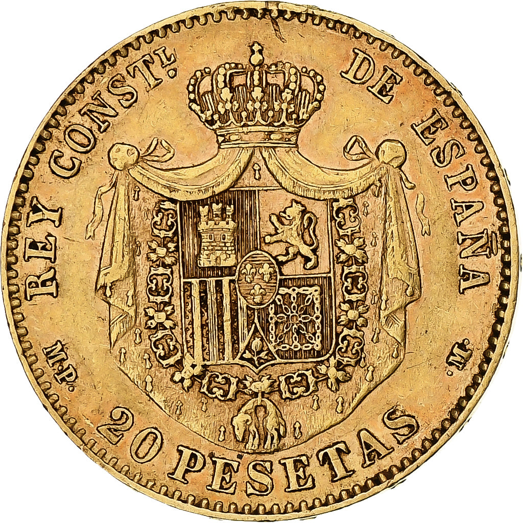 Monnaie, Espagne, Alfonso XIII, 20 Pesetas, 1890, Madrid, TTB+, Or, KM:693