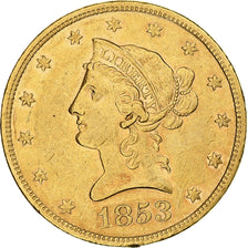 United States, Coronet Head, $10, Eagle, 1853, Philadelphia, EF(40-45), Gold