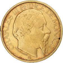 Monaco, Charles III, 100 Francs, Cent, 1884, Paris, VF(30-35), Gold, KM:99
