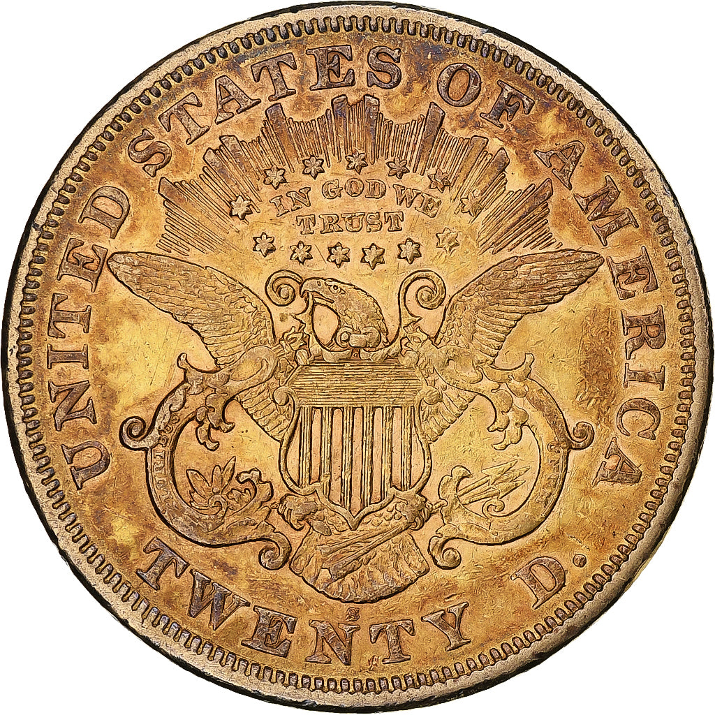 Stati Uniti, Liberty Head, $20, Double Eagle, 1869, San Francisco, BB, Oro