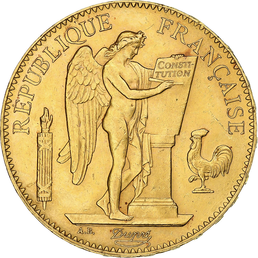 França, Génie, 100 Francs, 1886, Paris, AU(55-58), Dourado, KM:832