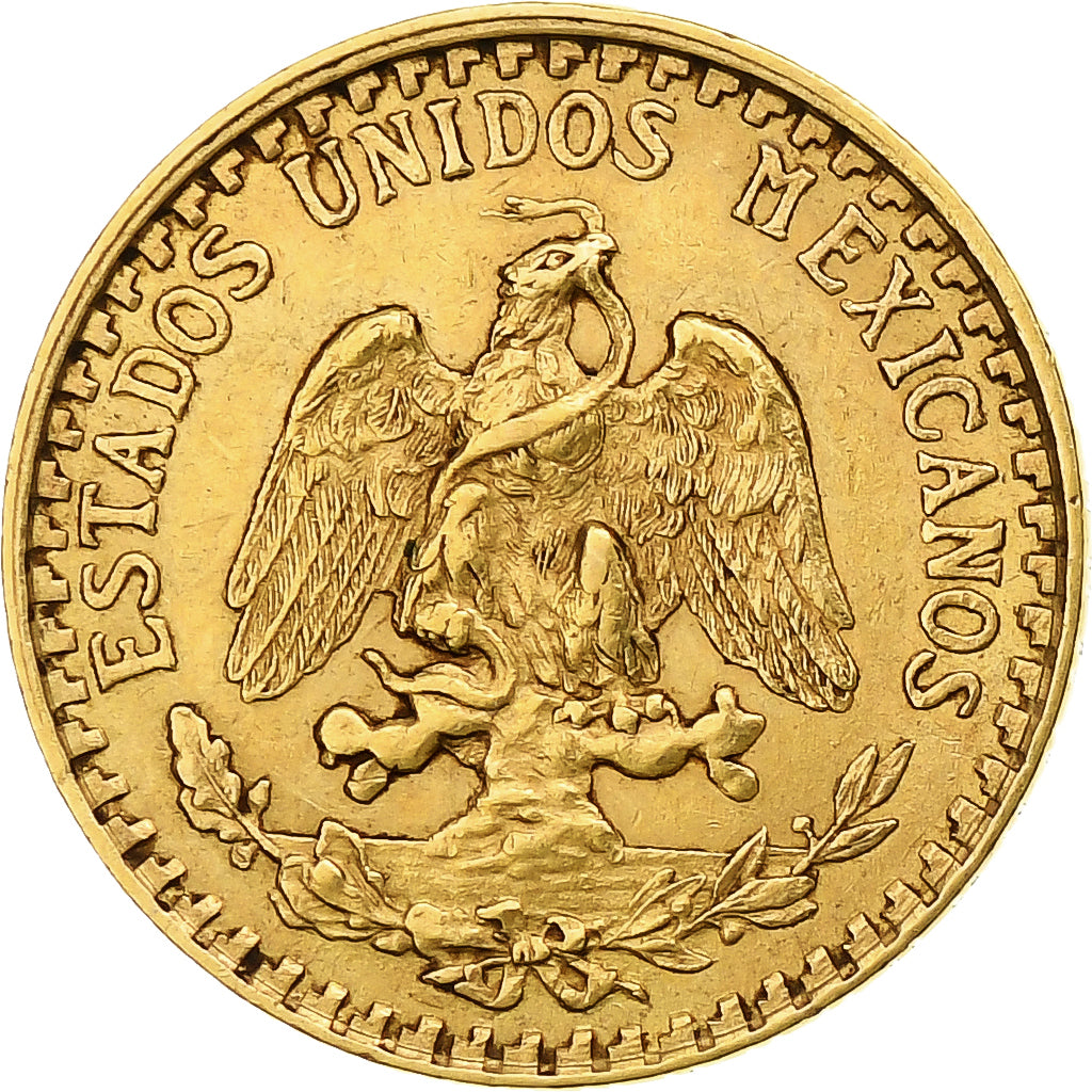 Mexico, 2 Pesos, 1920, Mexico City, AU(55-58), Gold, KM:461