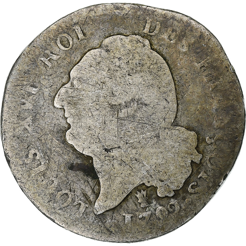 Francia, Louis XVI, 15 Sols, 1792, Limoges, M+, Argento, KM:604.5, Gadoury:36