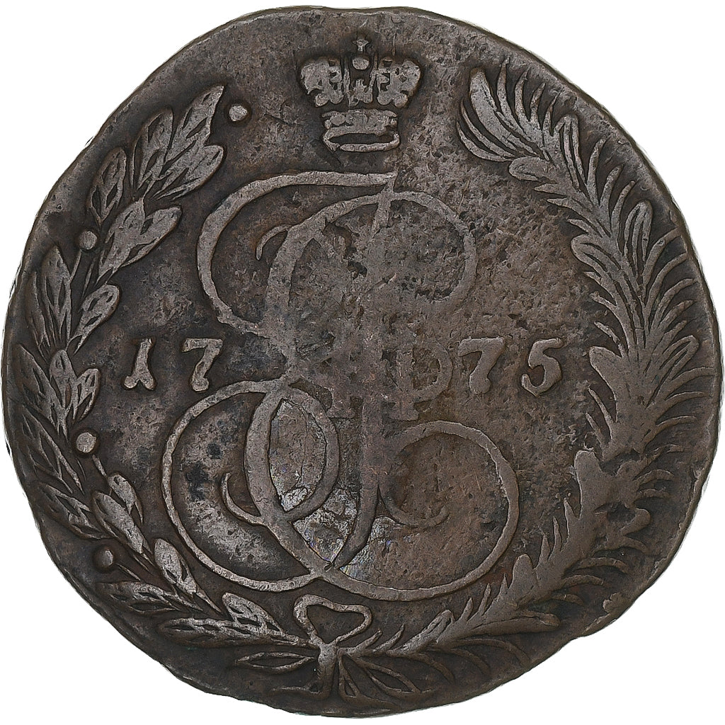 Rússia, Catherine II, 5 Kopeks, 1775, Ekaterinbourg, VF(20-25), Cobre, KM:59.3