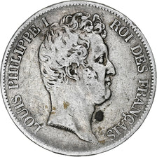 France, Louis-Philippe, 5 Francs, 1831, Bordeaux, Tranche en creux, TB+, Argent