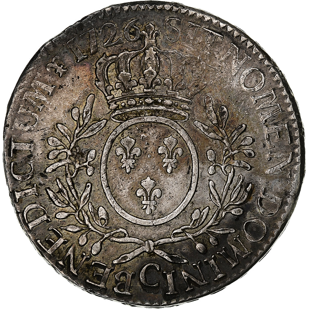 Frankrijk, Louis XV, Écu aux branches d'olivier, Ecu, 1726, Caen, ZF, Zilver
