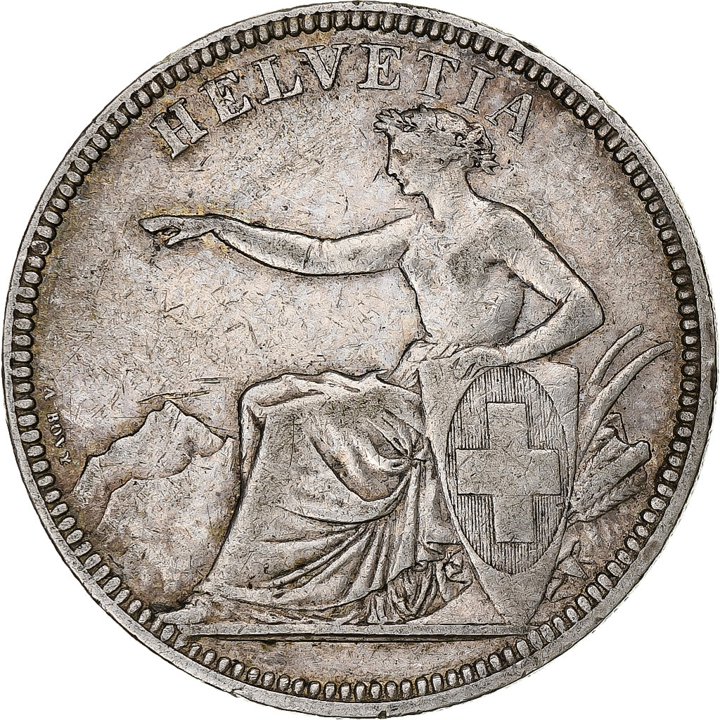 Suisse, 5 Francs, Helvetia, 1874, Bruxelles, Argent, TB+, KM:11