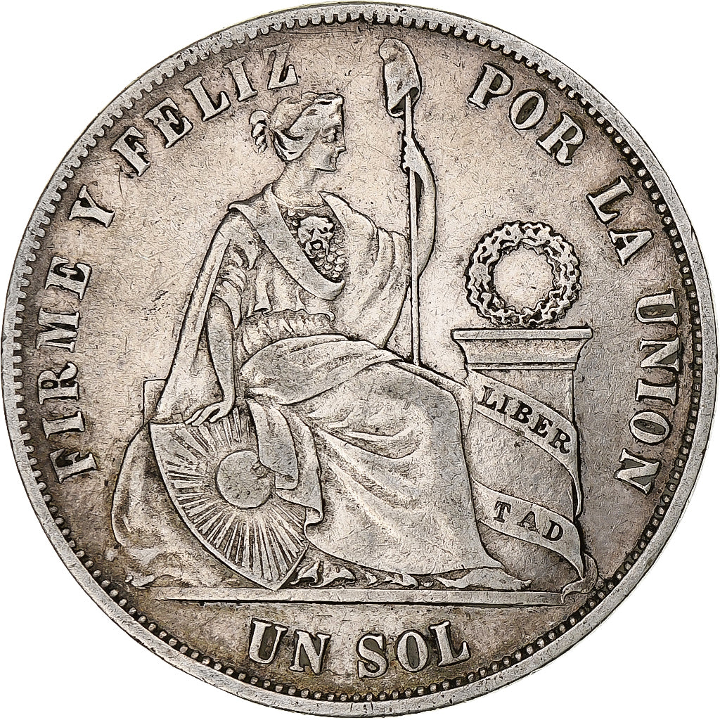 Peru, Libertad, Sol, 1874, Lima, VF(30-35), Silver, KM:196.3