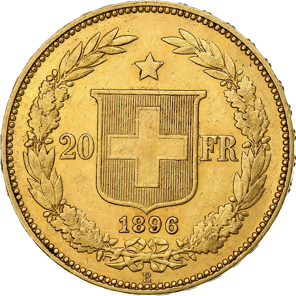 Suiza, 20 Francs, Helvetia, 1896, Bern, Oro, EBC, KM:31.3