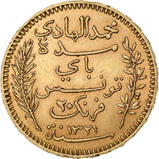 Túnez, Muhammad al-Hadi Bey, 20 Francs, 1903, Paris, Oro, MBC+, KM:234