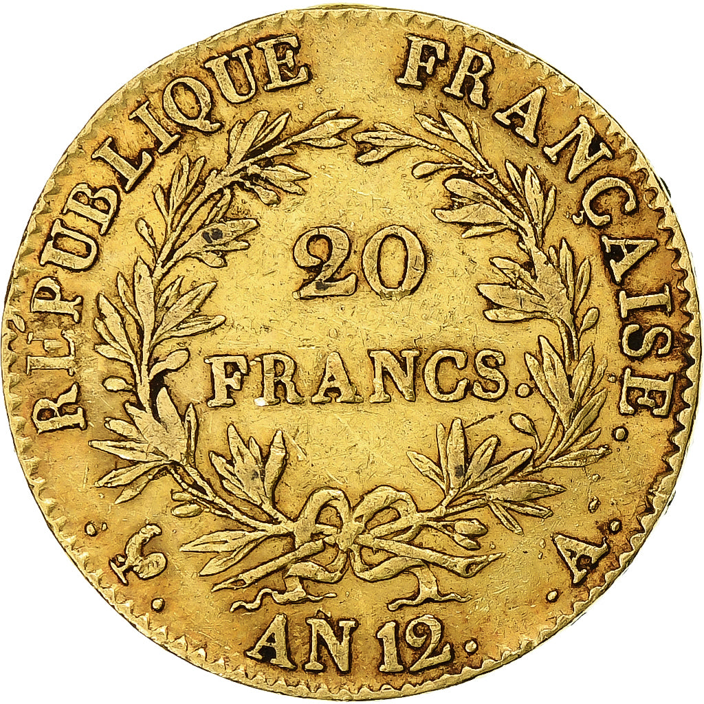 Frankrijk, Napoleon I, 20 Francs, An 12, Paris, Goud, ZF+, Gadoury:1020, Le