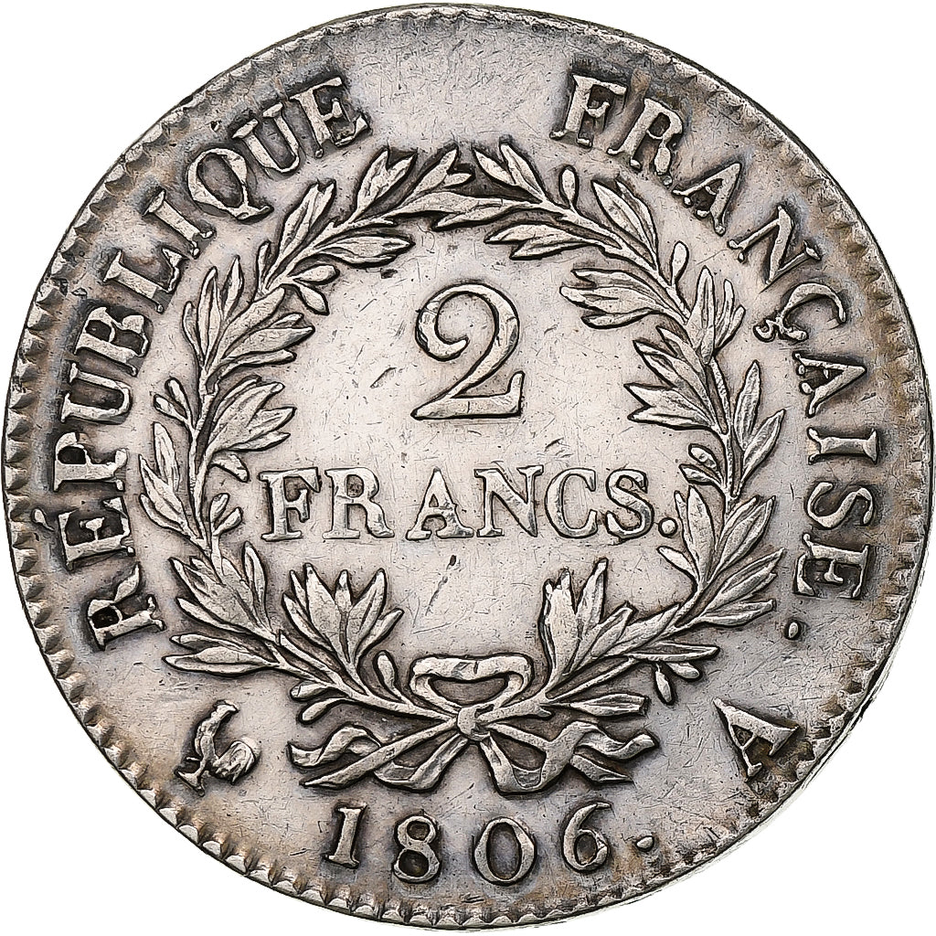 Frankrijk, Napoleon I, 2 Francs, 1806, Paris, Zilver, ZF, Gadoury:496, Le