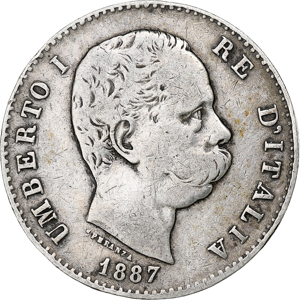 Italy, Umberto I, Lira, 1887, Milan, Silver, VF(30-35), KM:24.2