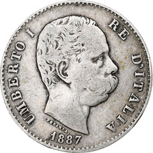 Italy, Umberto I, Lira, 1887, Milan, Silver, VF(30-35), KM:24.2