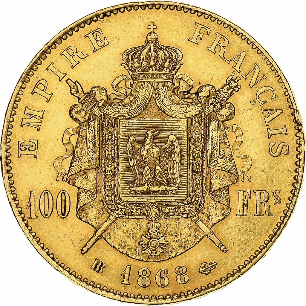 Frankrijk, Napoleon III, 100 Francs, 1868, Strasbourg, Goud, ZF+, Gadoury:1136