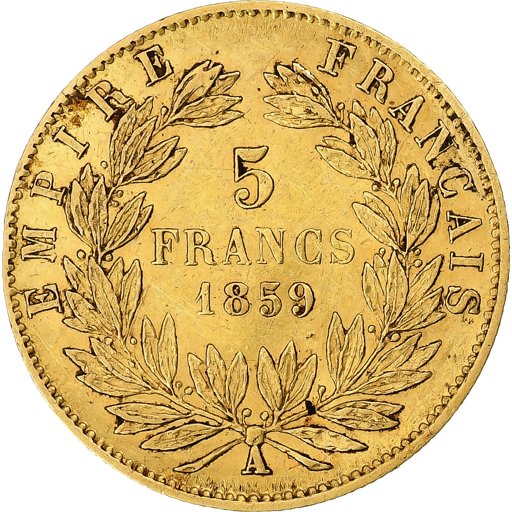 Frankrijk, Napoleon III, 5 Francs, 1859, Paris, Goud, FR+, Gadoury:1001, Le