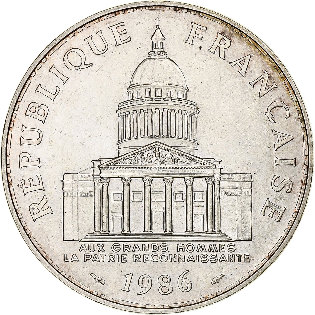 Francja, 100 Francs, Panthéon, 1986, Paris, Srebro, MS(60-62), Gadoury:898, Le