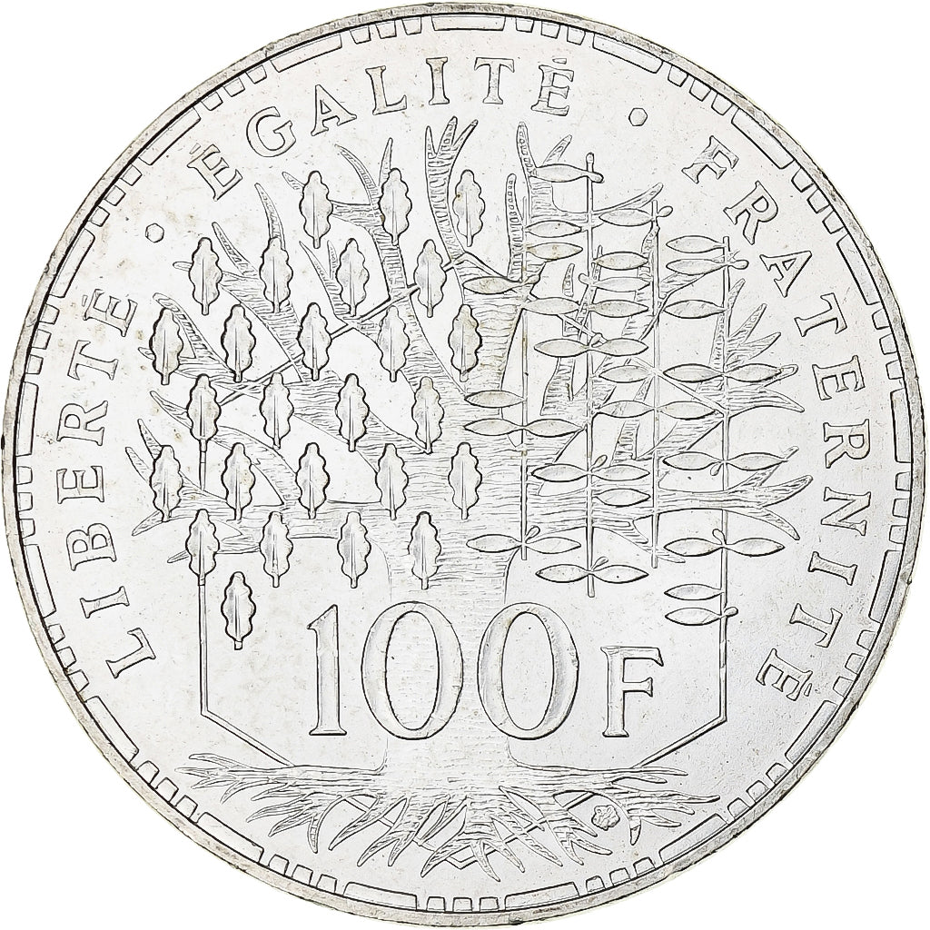 Francja, 100 Francs, Panthéon, 1989, Paris, Srebro, MS(60-62), Gadoury:898, Le