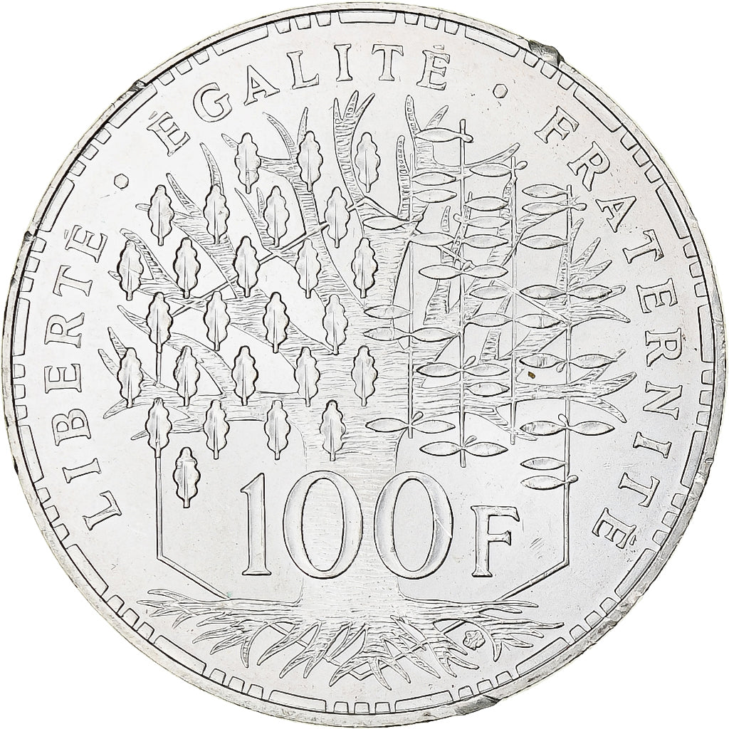 Francja, 100 Francs, Panthéon, 1989, Paris, Srebro, MS(60-62), Gadoury:898, Le
