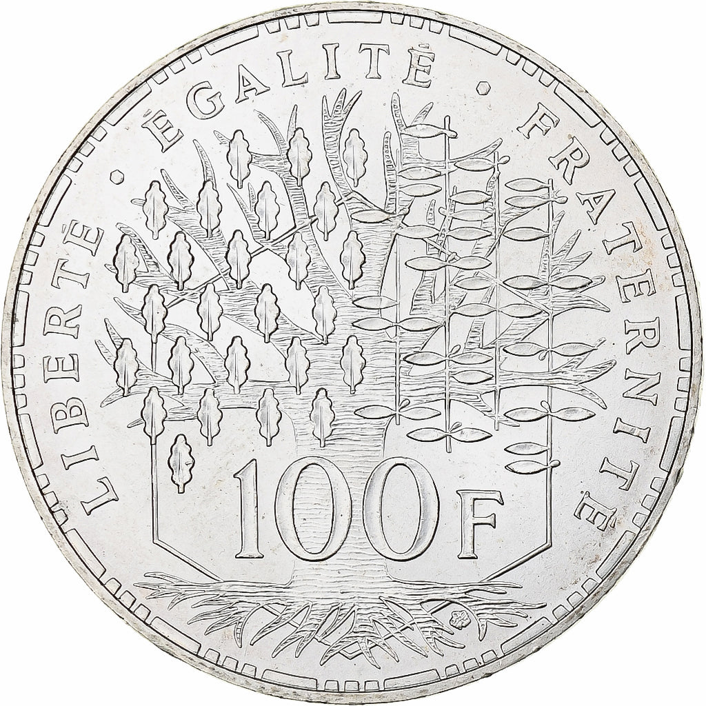 Francja, 100 Francs, Panthéon, 1989, Paris, Srebro, MS(63), Gadoury:898, Le