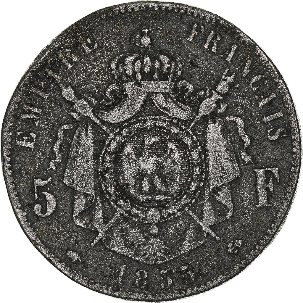 France, Napoleon III, 5 Francs, 1855, Paris, Contemporary forgery in tin