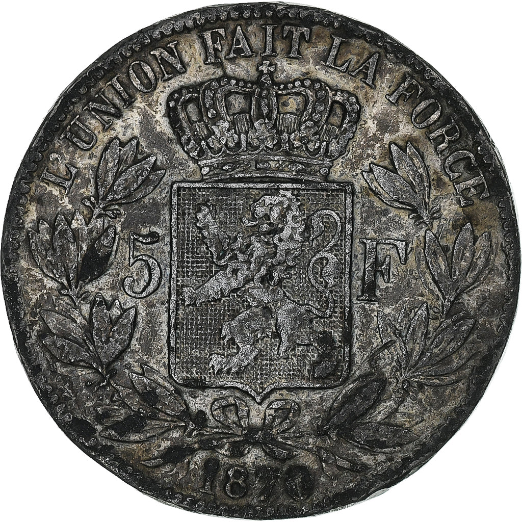 Belgium, Leopold II, 5 Francs, 5 Frank, 1870, Brussels, Contemporary forgery in