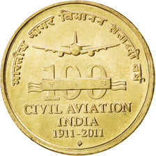 INDIA-REPUBLIC, 5 Rupees, 2011, Mumbai, KM #397, MS(63), Nickel-Brass, 23, 5.92