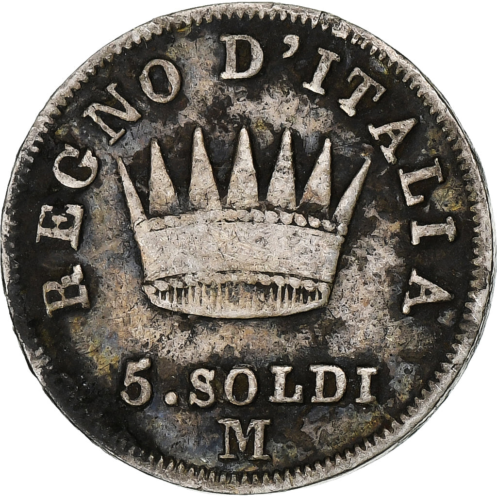 DEPARTAMENTY WŁOSKIE, KINGDOM OF NAPOLEON, Napoleon I, 5 Soldi, 1813, Milan