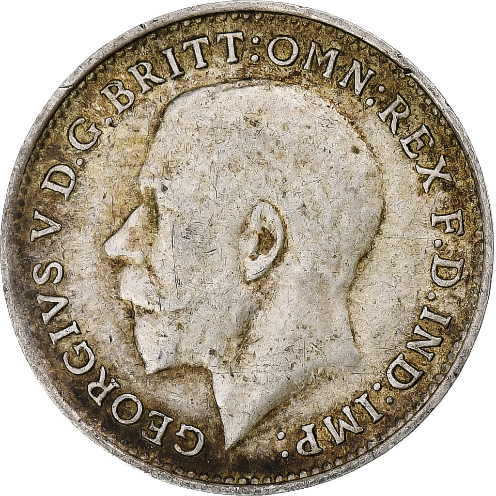 Grã-Bretanha, George V, 3 Pence, 1916, Prata, EF(40-45), KM:813