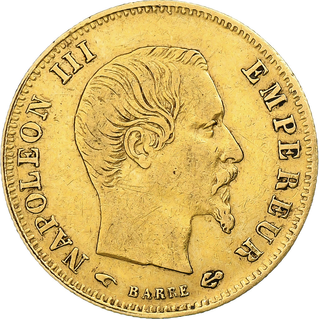 France, Napoleon III, 5 Francs, 1859, Paris, Gold, AU(50-53), Le Franc:F.501