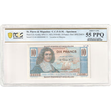 Saint-Pierre-et-Miquelon, 10 Francs, Colbert, O.00, Specimen, Gegradeerd, PCGS