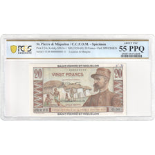 Saint-Pierre-et-Miquelon, 20 Francs, Gentil, O.00, Specimen, Gegradeerd, PCGS
